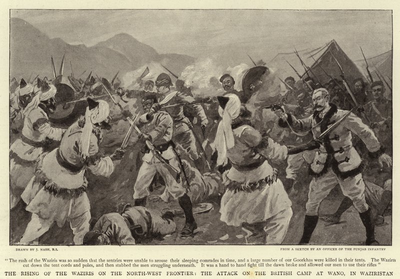 The Rising of the Waziris on the North-West Frontier, the Attack on the British Camp at Wano, in Waziristan by Joseph Nash