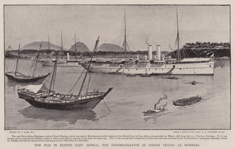 The War in British East Africa, the Disembarkation of Indian Troops at Mombasa by Joseph Nash