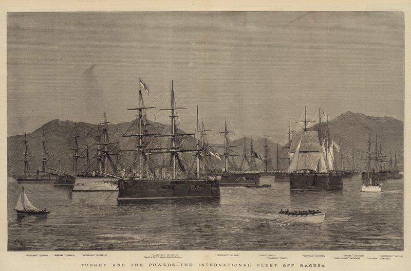 Turkey and the Powers, the International Fleet off Ragusa by Joseph Nash