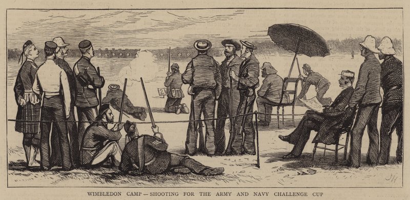 Wimbledon Camp, Shooting for the Army and Navy Challenge Cup by Joseph Nash