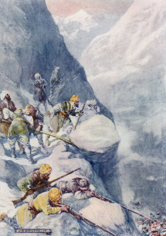 Crushed by Rolling Stones, Mown Down by Volleys of Musket-Shot, the Men Fell in Hundreds by Joseph Ratcliffe Skelton
