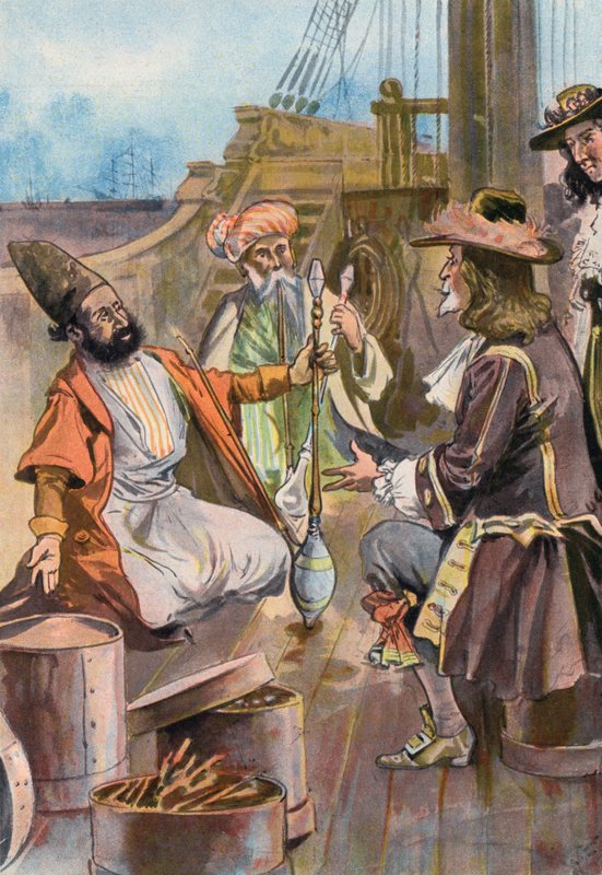 Robinson Crusoe: We Sell Our Spice to Persian Merchants by Joseph (after) Finnemore