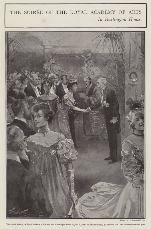 The soiree of the Royal Academy of Arts in Burlington House, London by Joseph (after) Finnemore