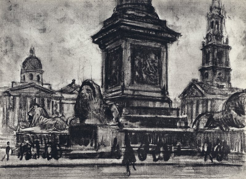 Lions, Trafalgar Square by Joseph (after) Pennell