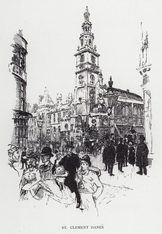 St Clement Danes by Joseph (after) Pennell