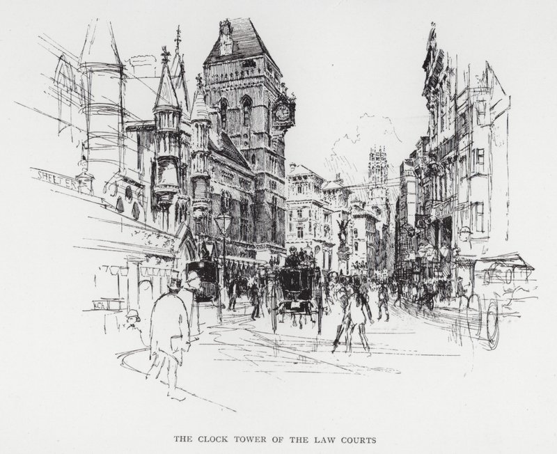 The Clock Tower of the Law Courts by Joseph (after) Pennell