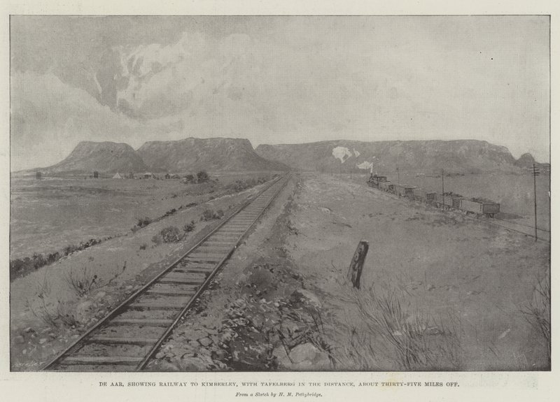 De Aar, Showing Railway to Kimberley, with Tafelberg in the Distance, about Thirty-Five Miles Off by Joseph Holland Tringham