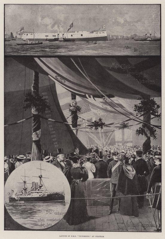 Launch of HMS Victorious at Chatham by Joseph Holland Tringham