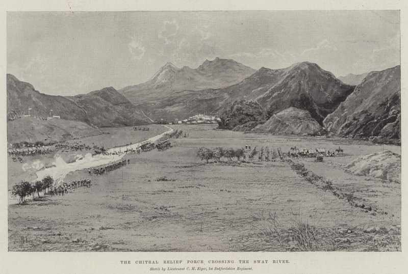 The Chitral Relief Force Crossing the Swat River by Joseph Holland Tringham
