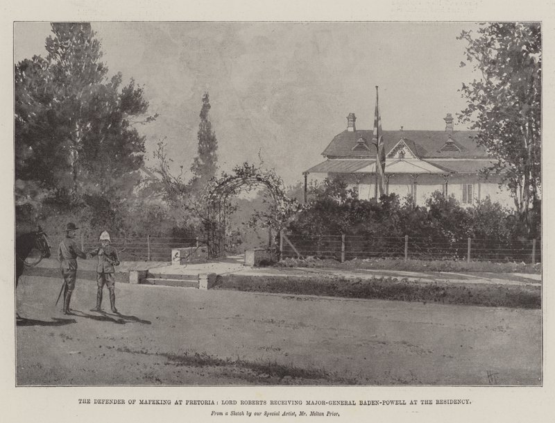 The Defender of Mafeking at Pretoria, Lord Roberts Receiving Major-General Baden-Powell at the Residency by Joseph Holland Tringham