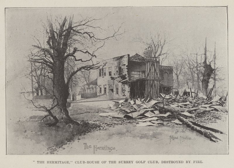 The Hermitage, Club-House of the Surrey Golf Club, Destroyed by Fire by Joseph Holland Tringham