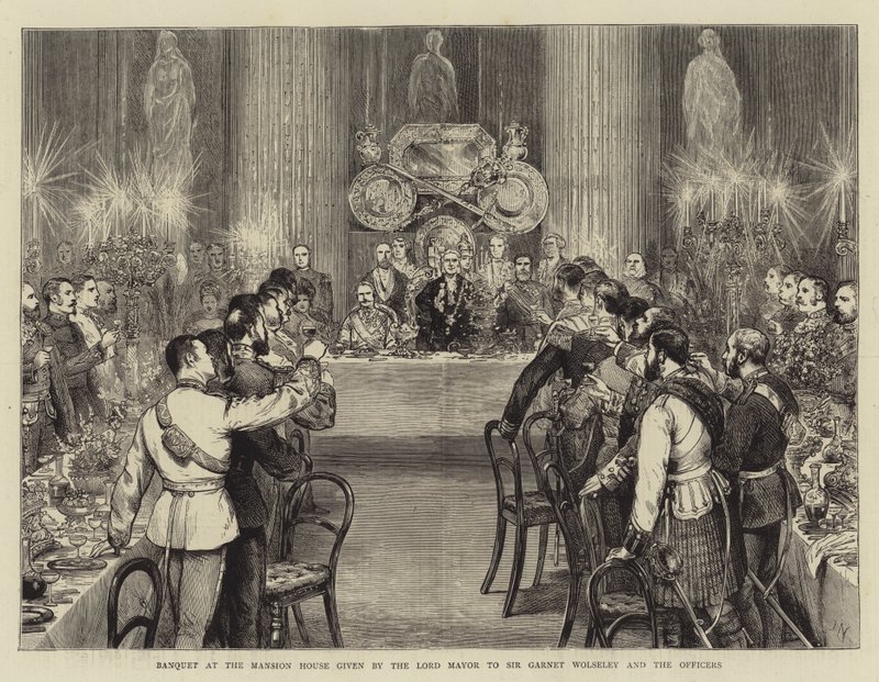 Banquet at the Mansion House given by the Lord Mayor to Sir Garnet Wolseley and the Officers by Joseph Nash