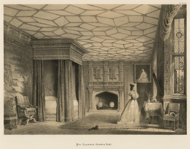 Bed Chamber, Knowle, Kent by Joseph Nash