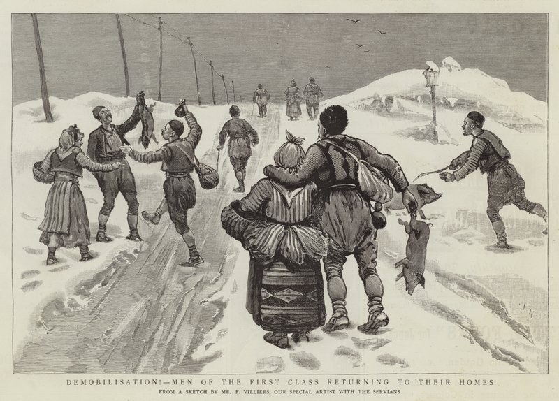 Demobilisation! Men of the First Class returning to their Homes by Joseph Nash