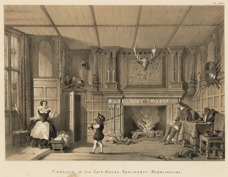 Fireplace in the Gate-House, Kenilworth, Warwickshire by Joseph Nash