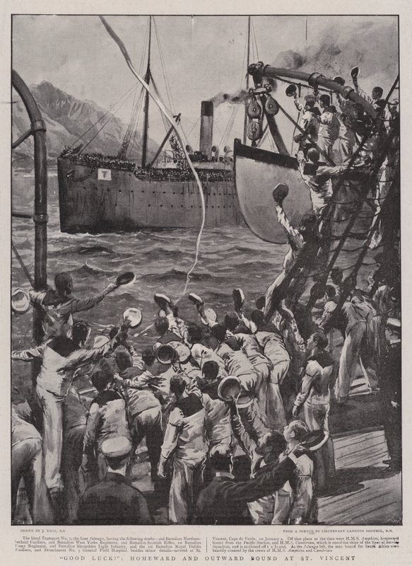Good Luck!, Homeward and Outward Bound at St Vincent by Joseph Nash