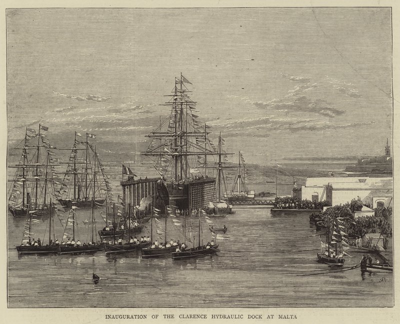 Inauguration of the Clarence Hydraulic Dock at Malta by Joseph Nash