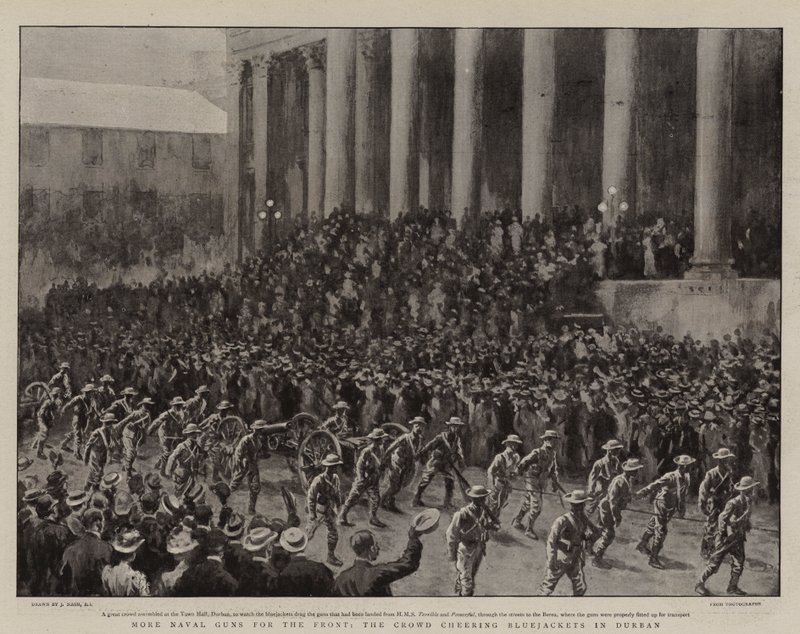 More Naval Guns for the Front, the Crowd Cheering Bluejackets in Durban by Joseph Nash