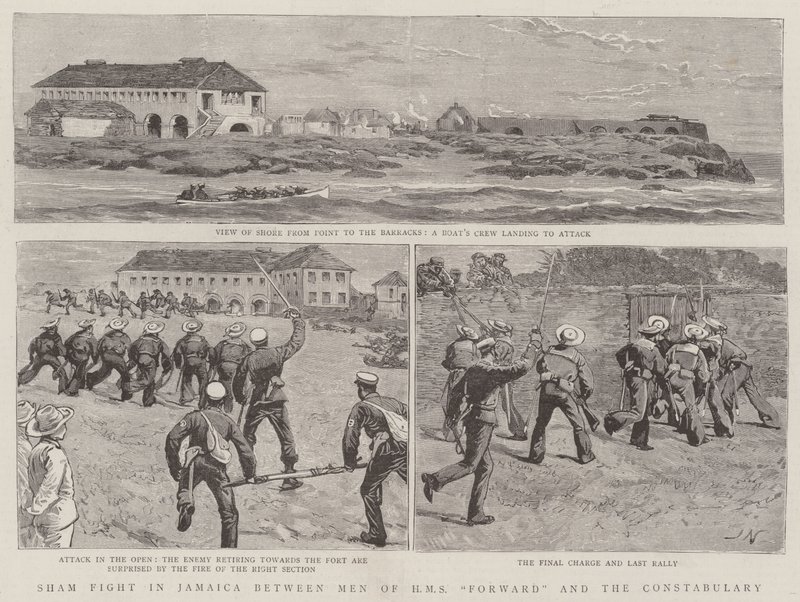 Sham Fight in Jamaica between Men of HMS Forward and the Constabulary by Joseph Nash