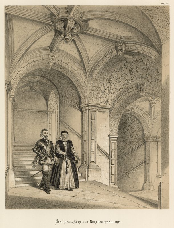 Staircase, Burleigh, Northamptonshire by Joseph Nash