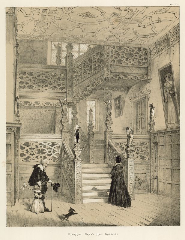 Staircase, Crewe Hall, Cheshire by Joseph Nash