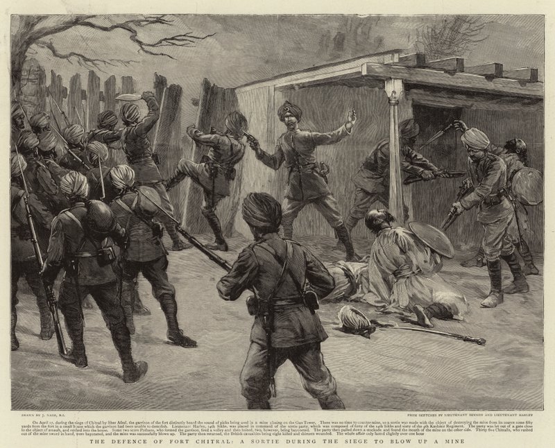 The Defence of Fort Chitral, A Sortie during the Siege to blow up a Mine by Joseph Nash