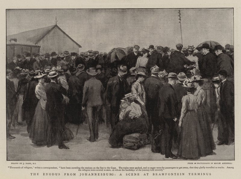 The Exodus from Johannesburg, a Scene at Bramfontein Terminus by Joseph Nash