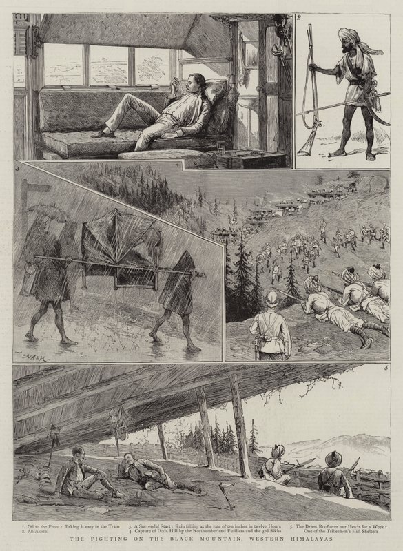 The Fighting on the Black Mountain, Western Himalayas by Joseph Nash