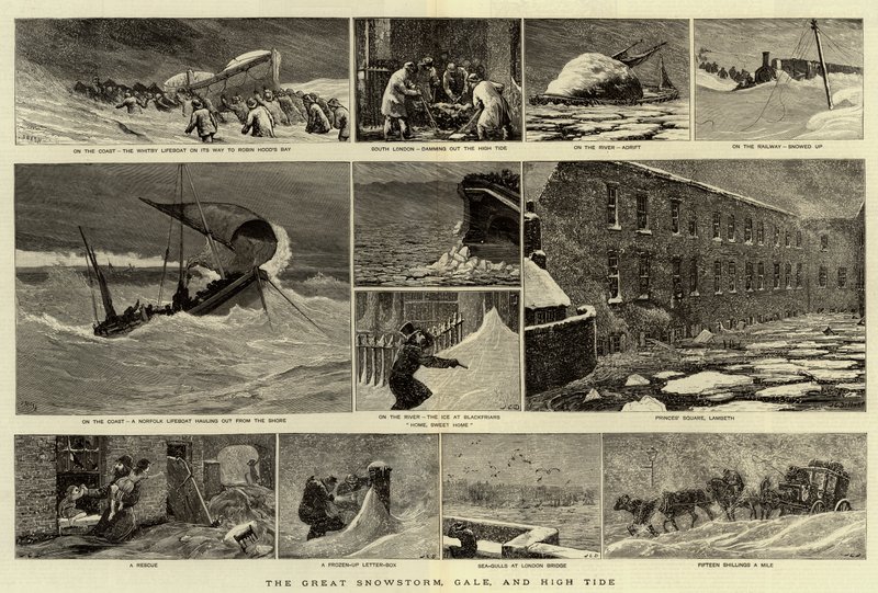 The Great Snowstorm, Gale, and High Tide by Joseph Nash