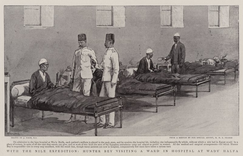 With the Nile Expedition, Hunter Bey visiting a Ward in Hospital at Wady Halfa by Joseph Nash