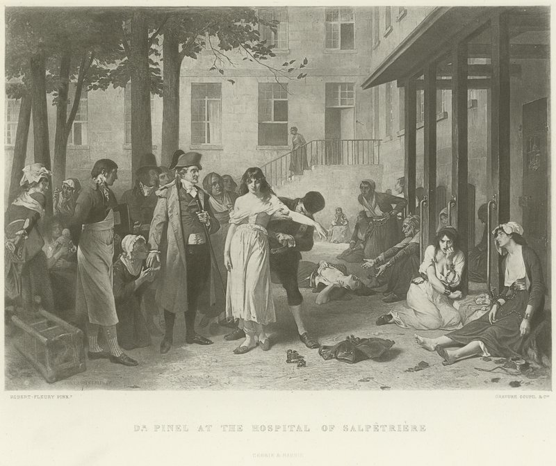 Dr. Pinel at the hospital of Salpêtrière by Joseph Nicolas Robert Fleury