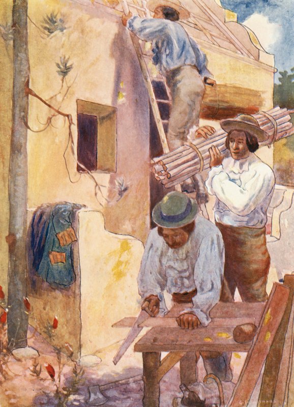 Huguenots Building Their Homesteads by Joseph Ratcliffe (after) Skelton