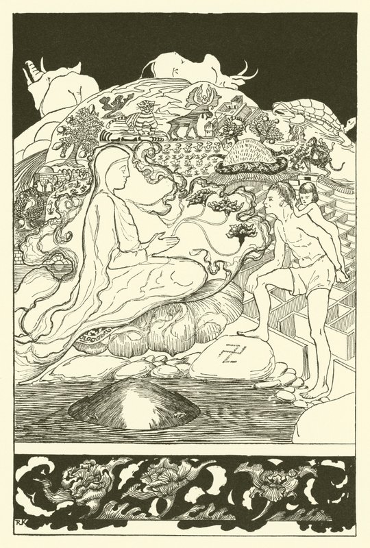Pau Amma the Crab Running Away While the Eldest Magician Was Talking to the Man and His Little Girl Daughter by Joseph Rudyard (after) Kipling