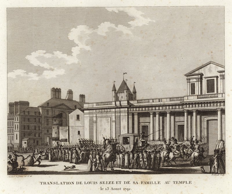 Crowds gather around the carriage carrying Louis XVI and his family by Joseph Swebach Desfontaines