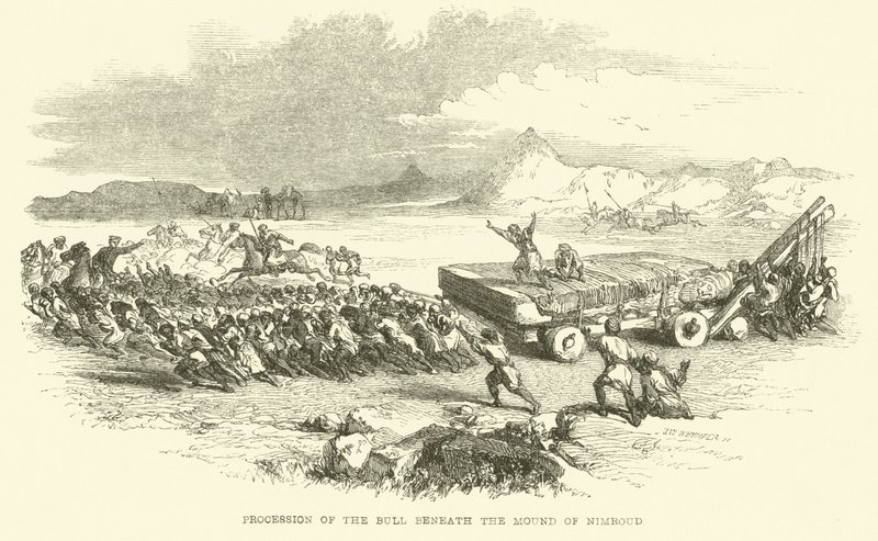 Procession of the bull beneath the Mound of Nimrud by Josiah Wood Whymper