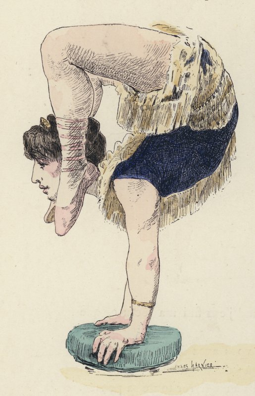 Female gymnast doing hand-stand by Jules Arsene (after) Garnier