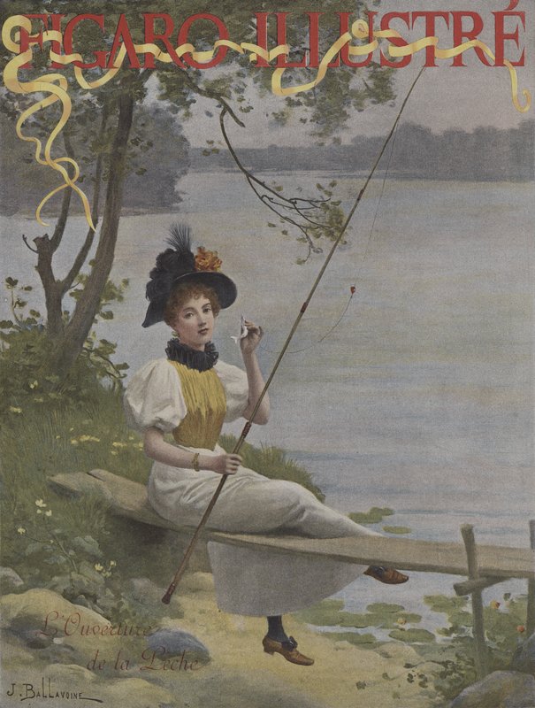 The Opening of the Angling Season (Cover of Le Figaro Illustre, July 1896) by Jules Frederic Ballavoine