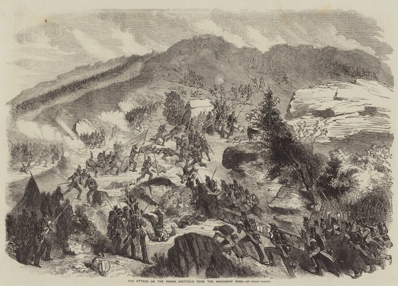 The Attack on the Redan, sketched from the Woronzow Road by Julian Portch