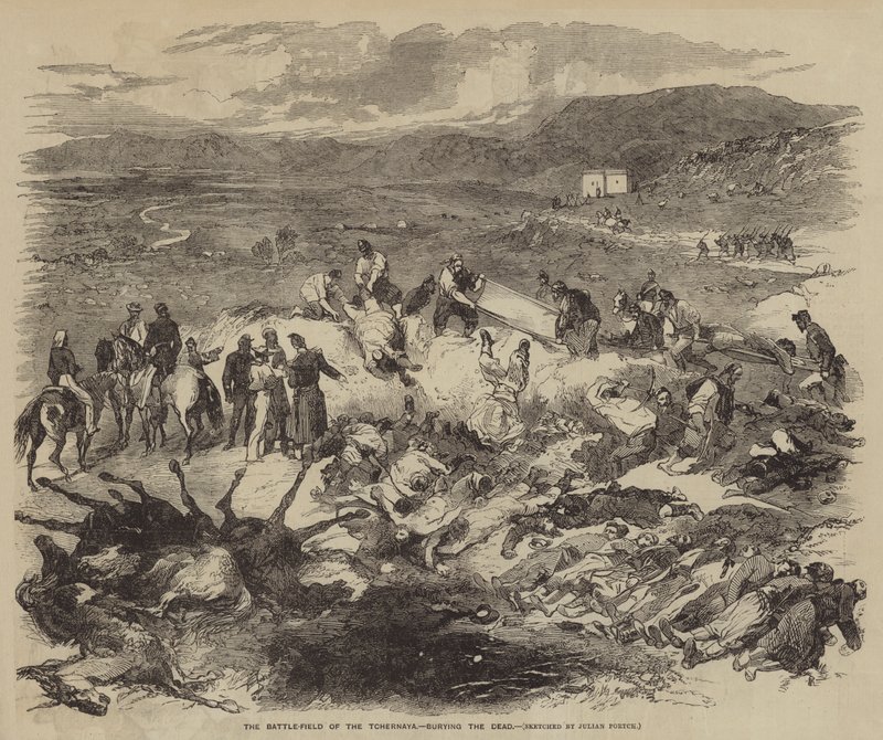The Battle-Field of the Tchernaya, burying the Dead by Julian Portch