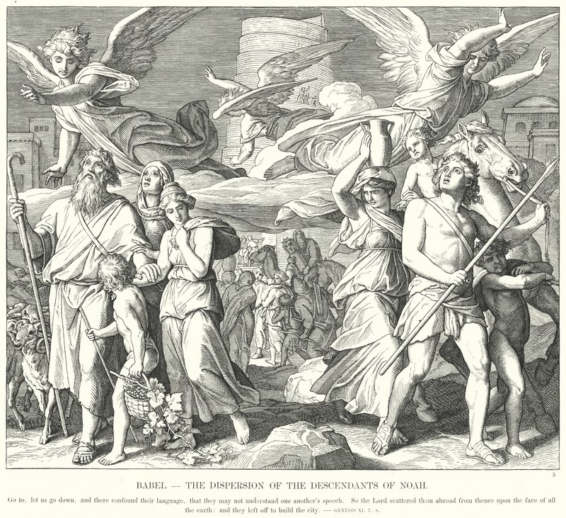 Babel, the Dispersion of the Descendants of Noah by Julius (after) Schnorr von Carolsfeld