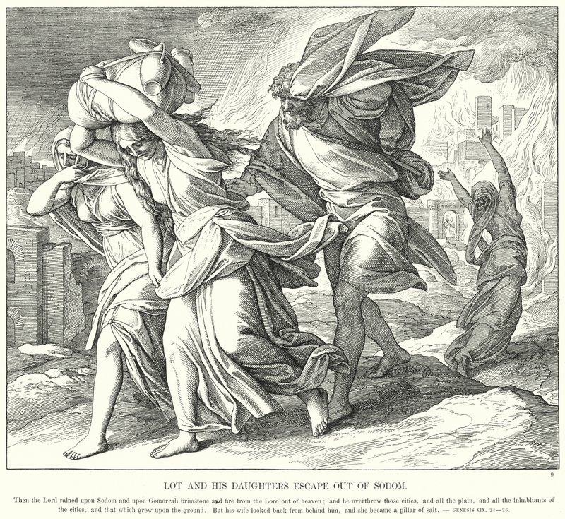 Lot and his Daughters Escape Out of Sodom by Julius (after) Schnorr von Carolsfeld