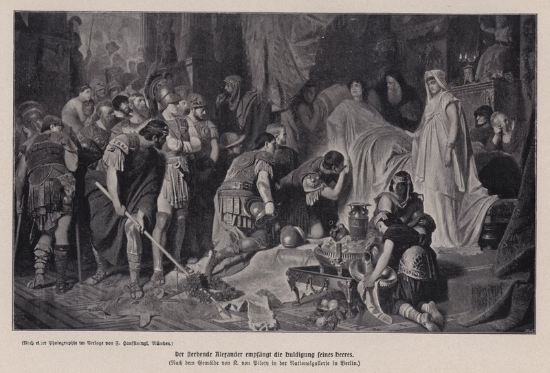 The dying Alexander the Great receiving the homage of his army, Babylon, 323 BC by Karl Theodor von Piloty
