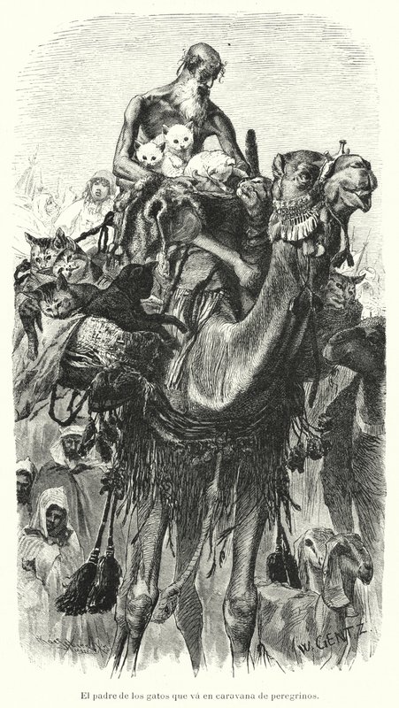 Guardian of cats travelling with a caravan of pilgrims by Karl Wilhelm Gentz