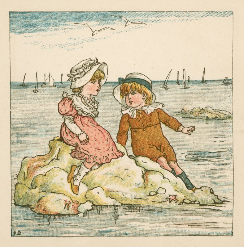 Boy and Girl Stranded on a Rock by Kate (after) Greenaway