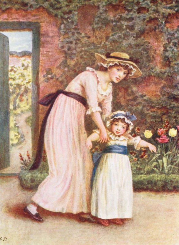 Two Girls in a Garden by Kate (after) Greenaway