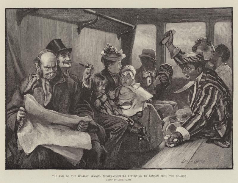 The End of the Holiday Season, Minstrels Returning to London from the Seaside by Lance Calkin