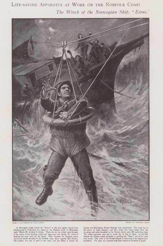 Life-saving apparatus at work on the Norfolk coast by Lancelot Speed