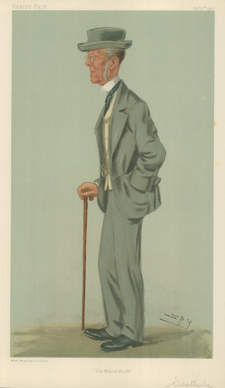 Mr Edward Weatherby, The match-book, 17 October 1901, Vanity Fair cartoon by Leslie Matthew Ward