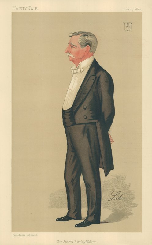 Sir Andrew Barclay Walker, 7 June 1890, Vanity Fair Cartoon by Liborio Prosperi