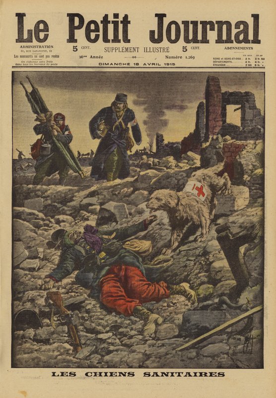 Using Rescue Dogs to Search for Wounded, France, World War I, 1915 by Louis Charles Bombled